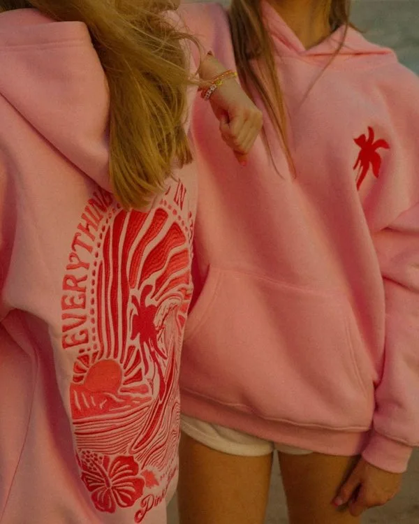 Pink Palm Puff Hoodie