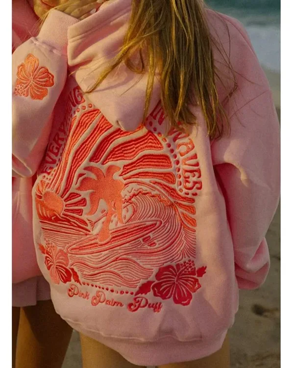 Pink Palm Puff Hoodie