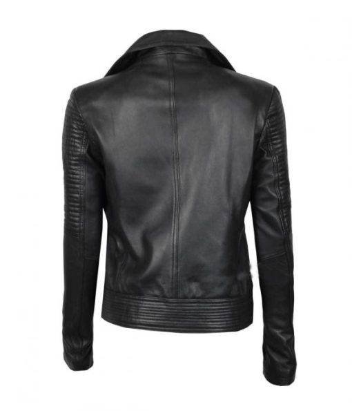 Asymmetrical Quilted Womens Moto Leather Jacket