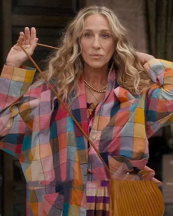 Sarah Jessica Parker And Just Like That Rainbow Check Shirt Jacket