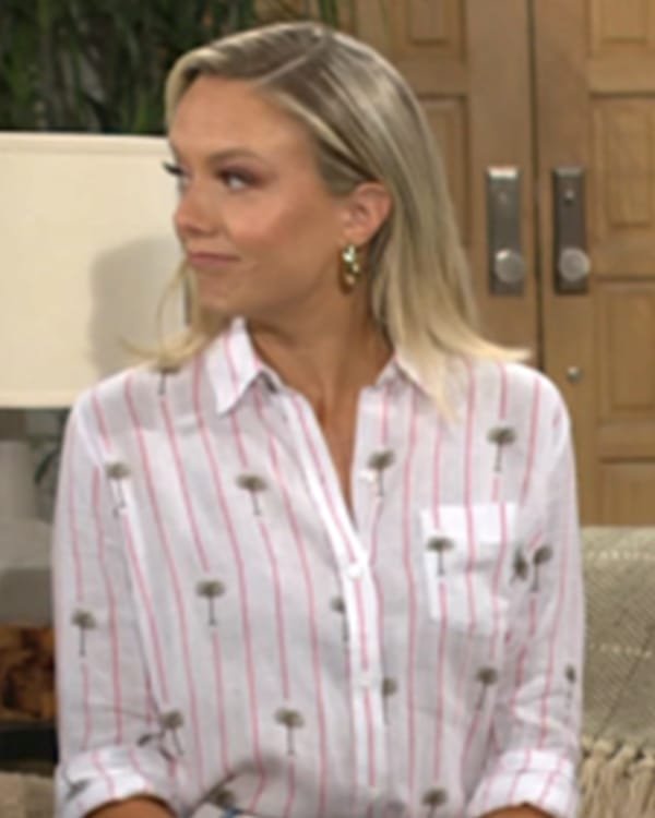 Melissa Ordway The Young And The Restless Palm Tree Print Striped Shirt