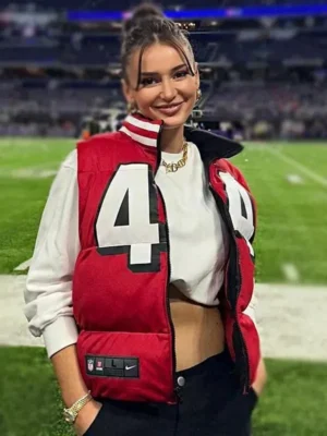 Kristin Juszczyk 49ers Red Puffer Vest