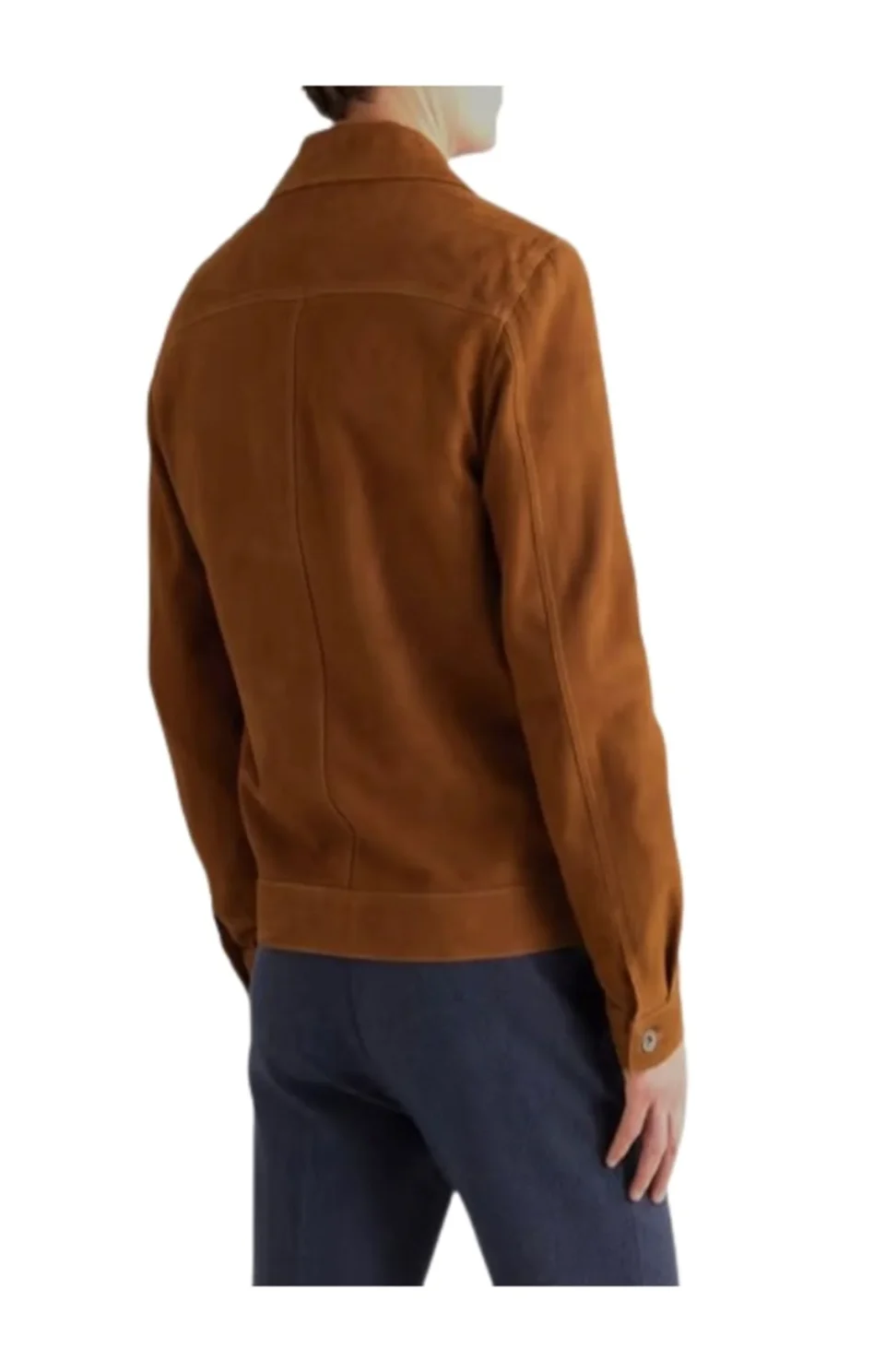 Mens Suede Brown Leather Trucker Jacket