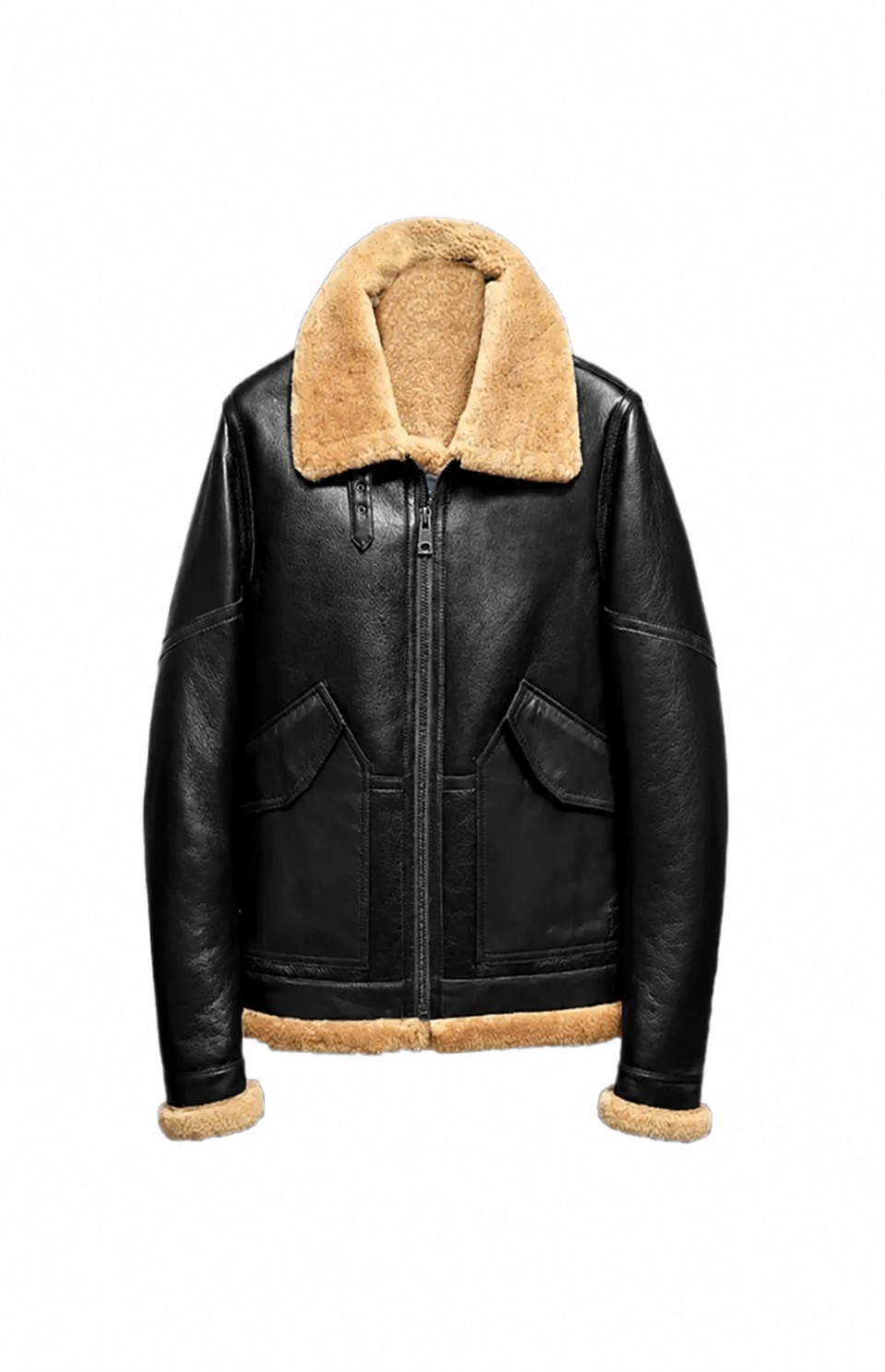 Black Leather Jacket Fur Coat Airforce Flight Jacket