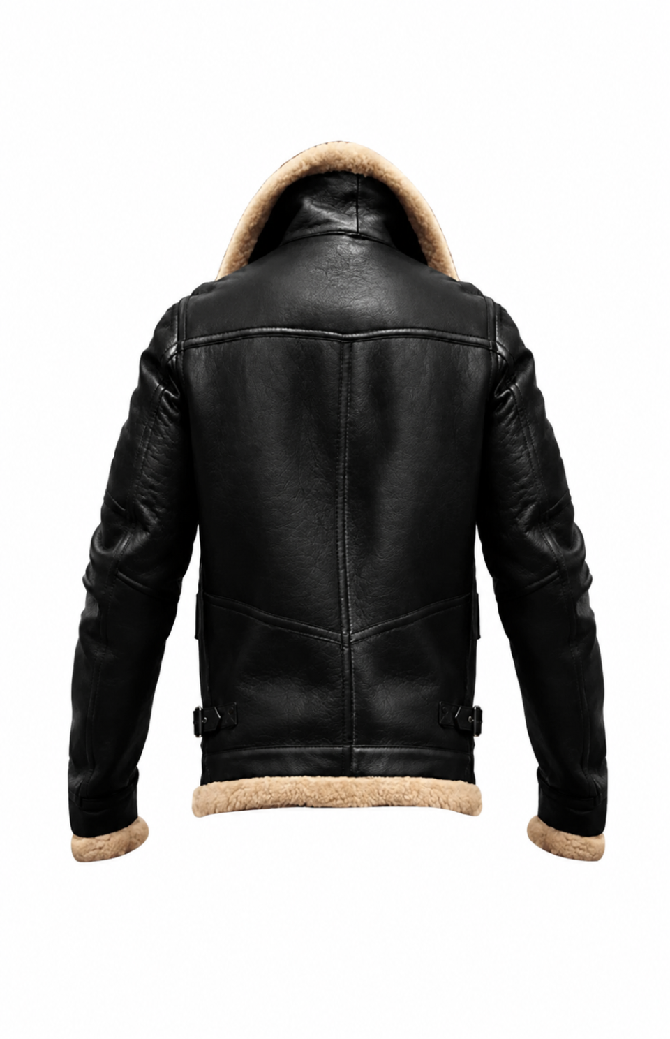 Black Leather Jacket Fur Coat Airforce Flight Jacket