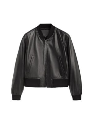 Classic Leather Black Bomber Jacket