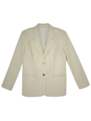 Womens Cream Goatskin Leather Blazer Coat