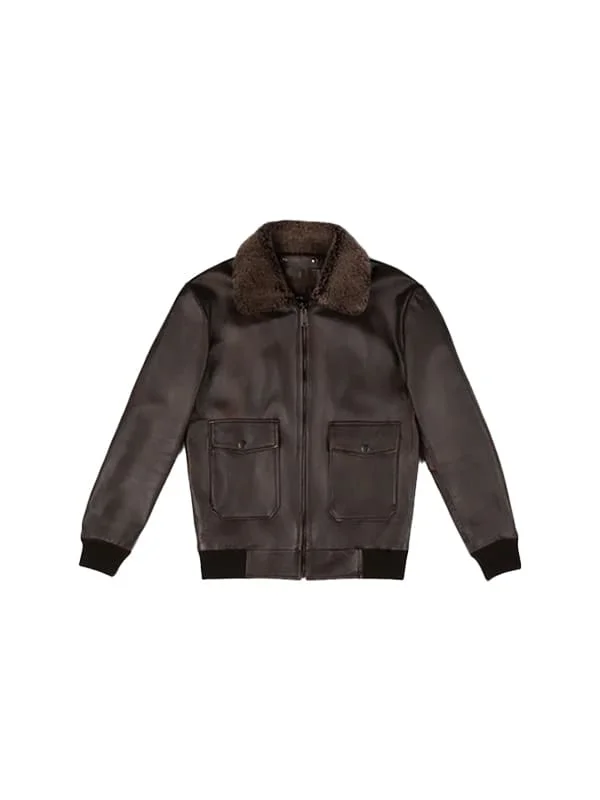 Men G-1 Flight Iconic Brown Leather Bomber Jacket