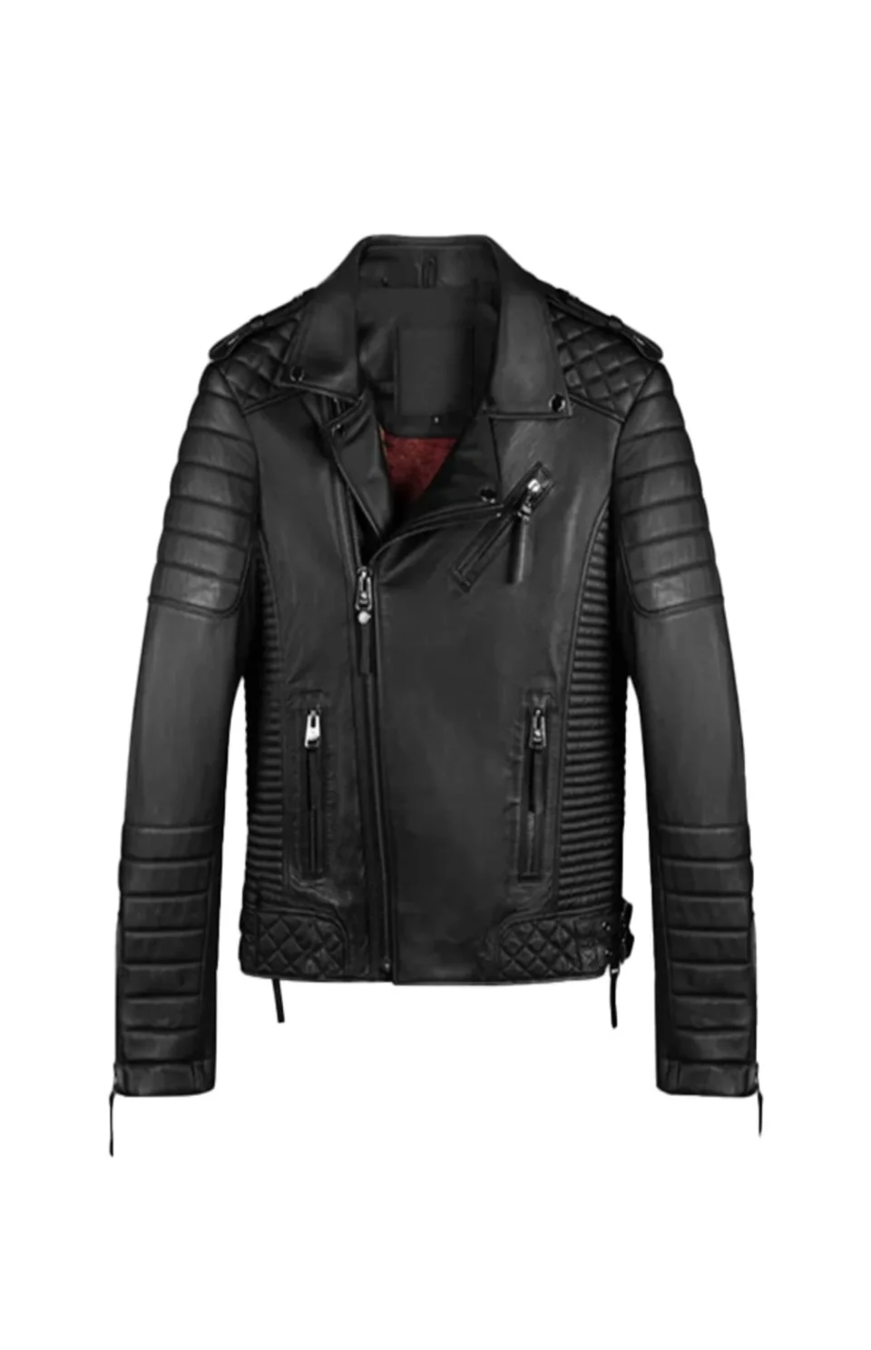 Men Black Vintage Biker Leather Jacket Black