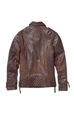 Brown Men Waxed Biker Leather Jacket