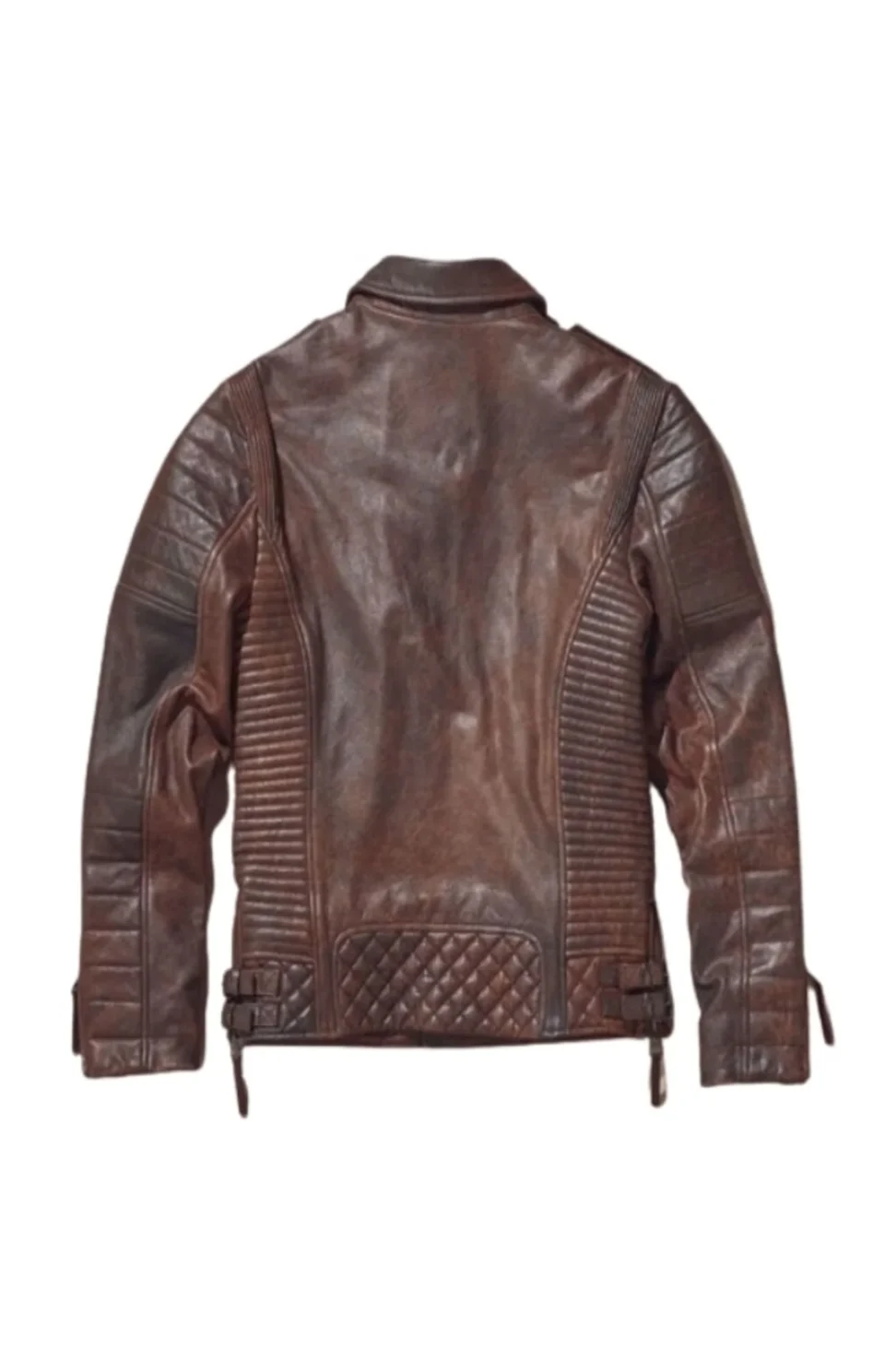 Brown Men Waxed Biker Leather Jacket