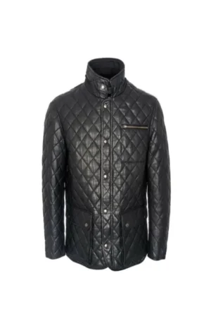 Men’s Cafe Racer Black Quilted Leather Jacket