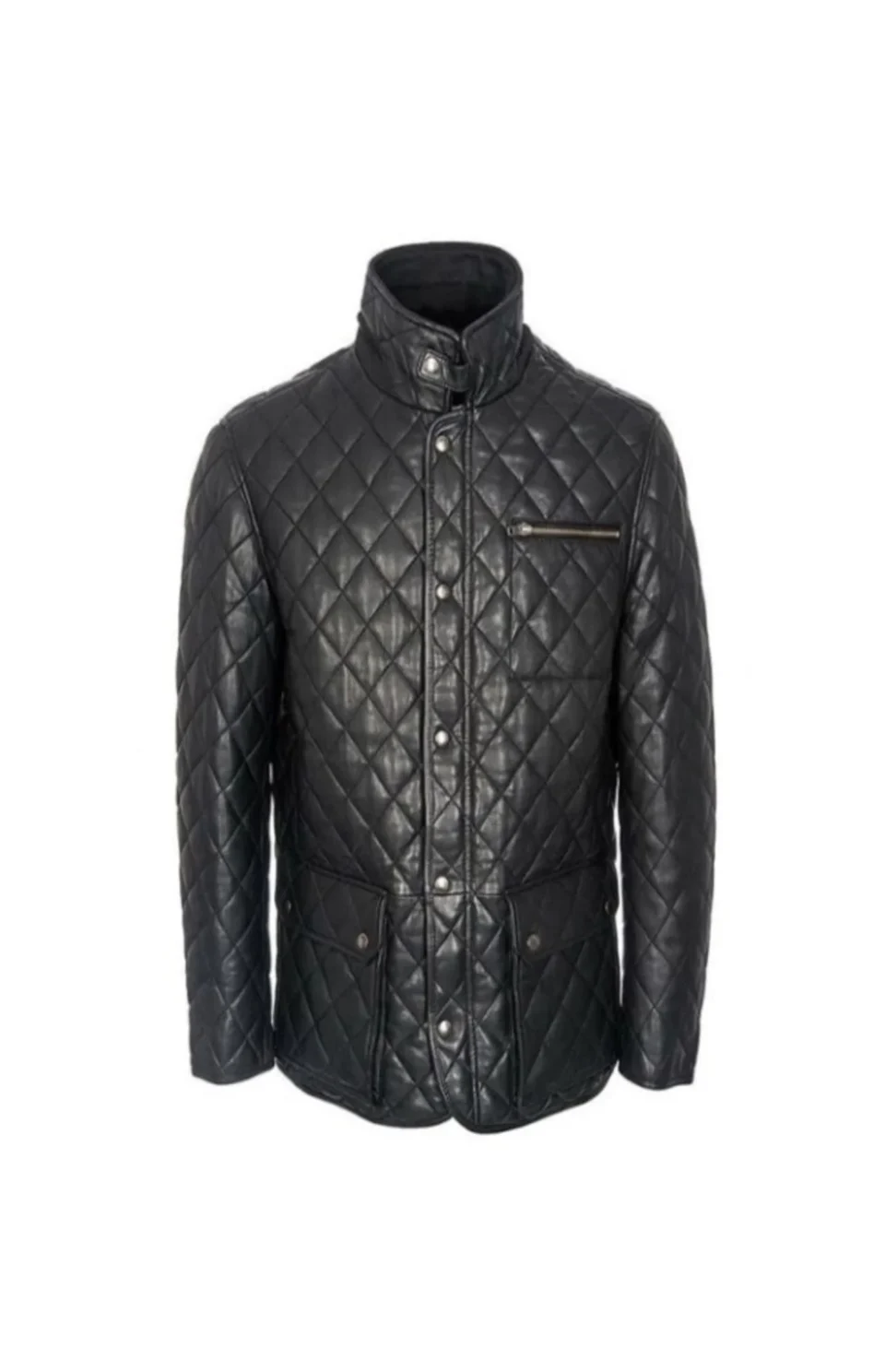 Men’s Cafe Racer Black Quilted Leather Jacket