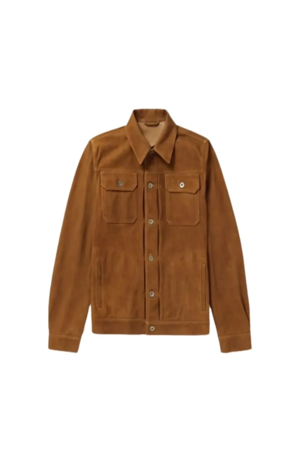Mens Suede Brown Leather Trucker Jacket