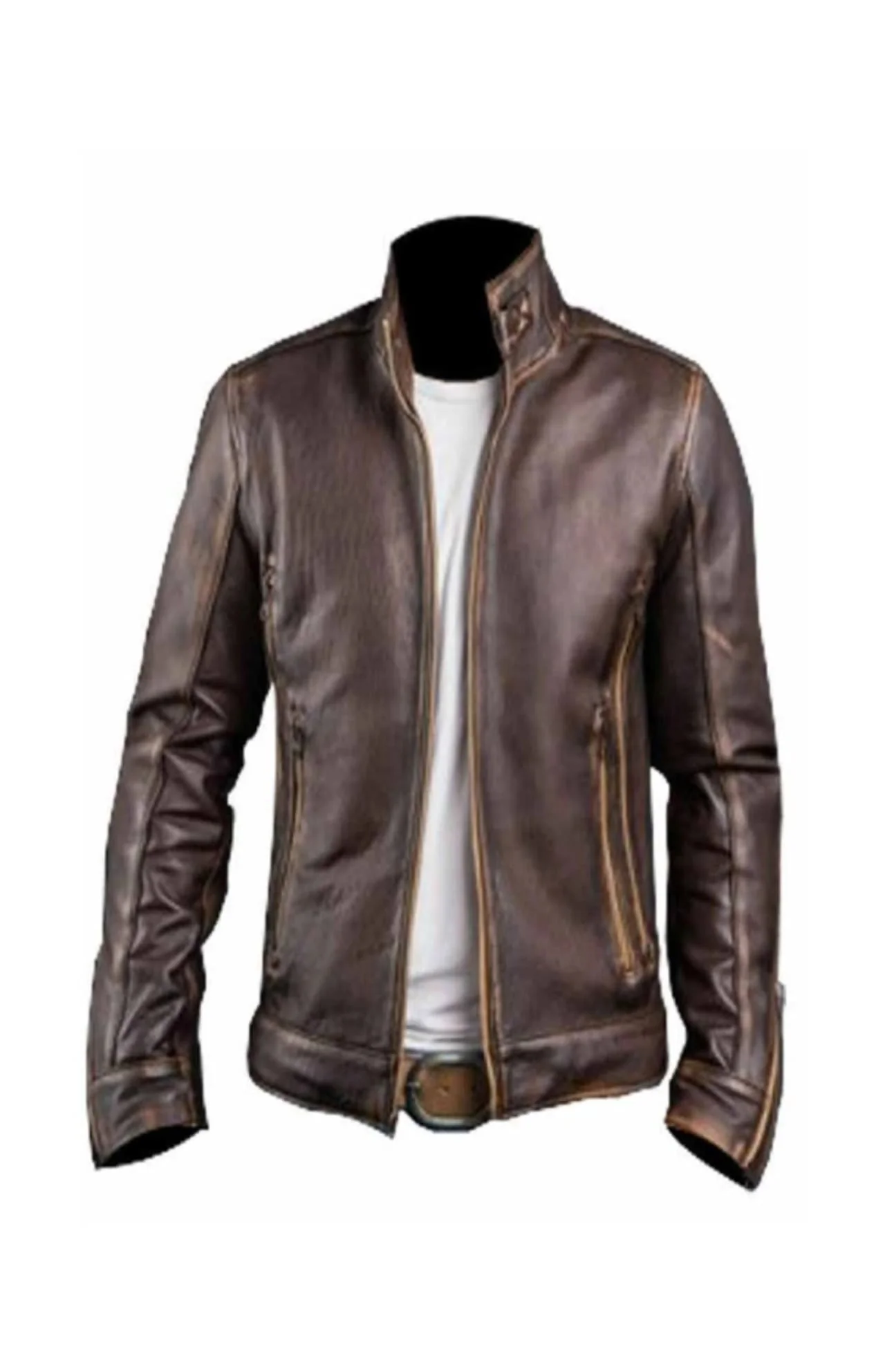 Racer Men’s Cafe Distressed Leather Jacket