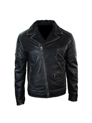 Men’s Distressed Biker Leather Jacket