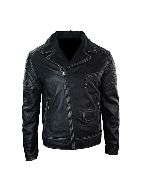Men’s Distressed Biker Leather Jacket