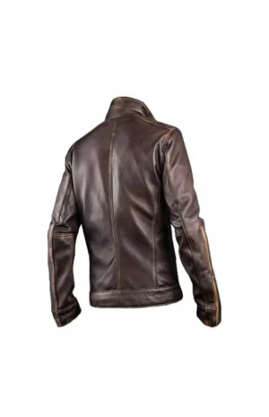 Racer Men’s Cafe Distressed Leather Jacket