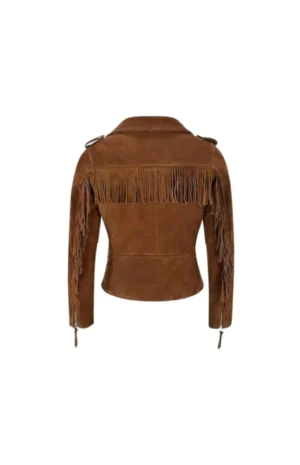 Women’s Brown Suede Leather Biker Jacket