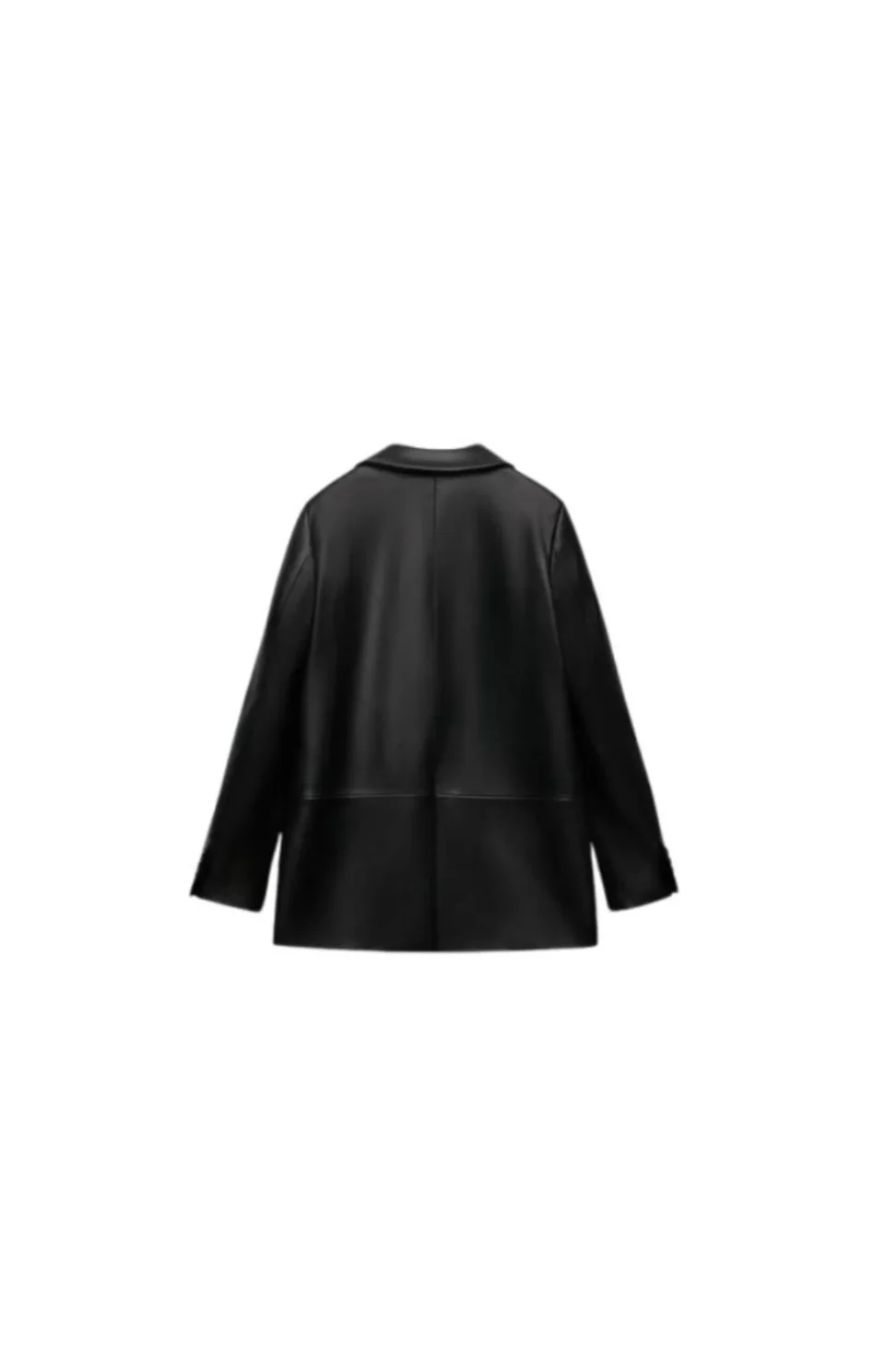 Women Black Oversized Leather Coat Blazer