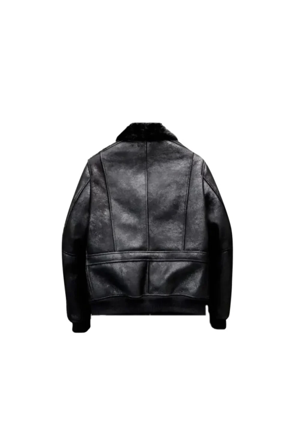 Black Aviator Winter Coat Fur Bomber Leather Jacket