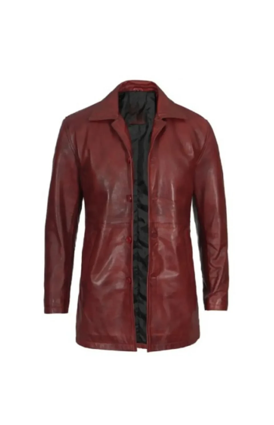 Mens Maroon Leather Coat