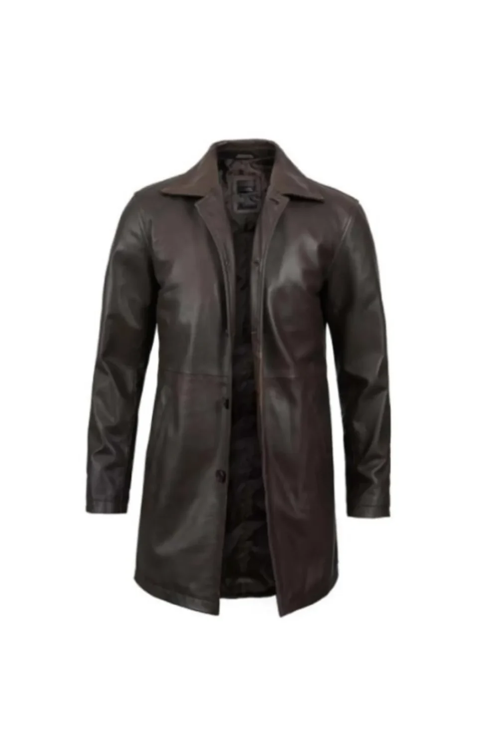Mens Distressed Dark Brown Leather Coat