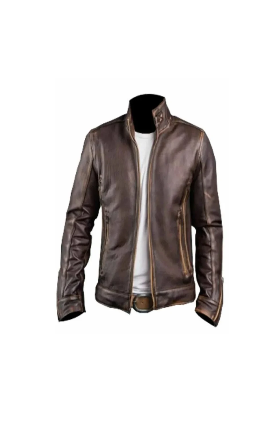 Racer Men’s Cafe Distressed Leather Jacket