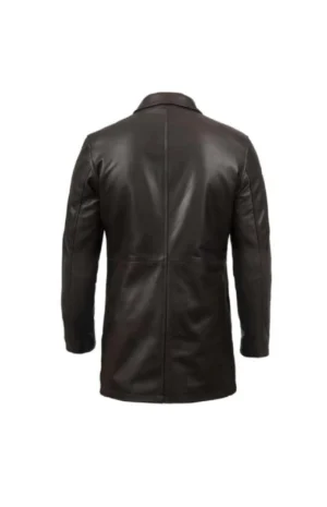 Mens Distressed Dark Brown Leather Coat