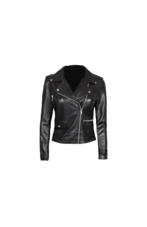 Women’s Black Asymmetrical Black Motorcycle Jacket