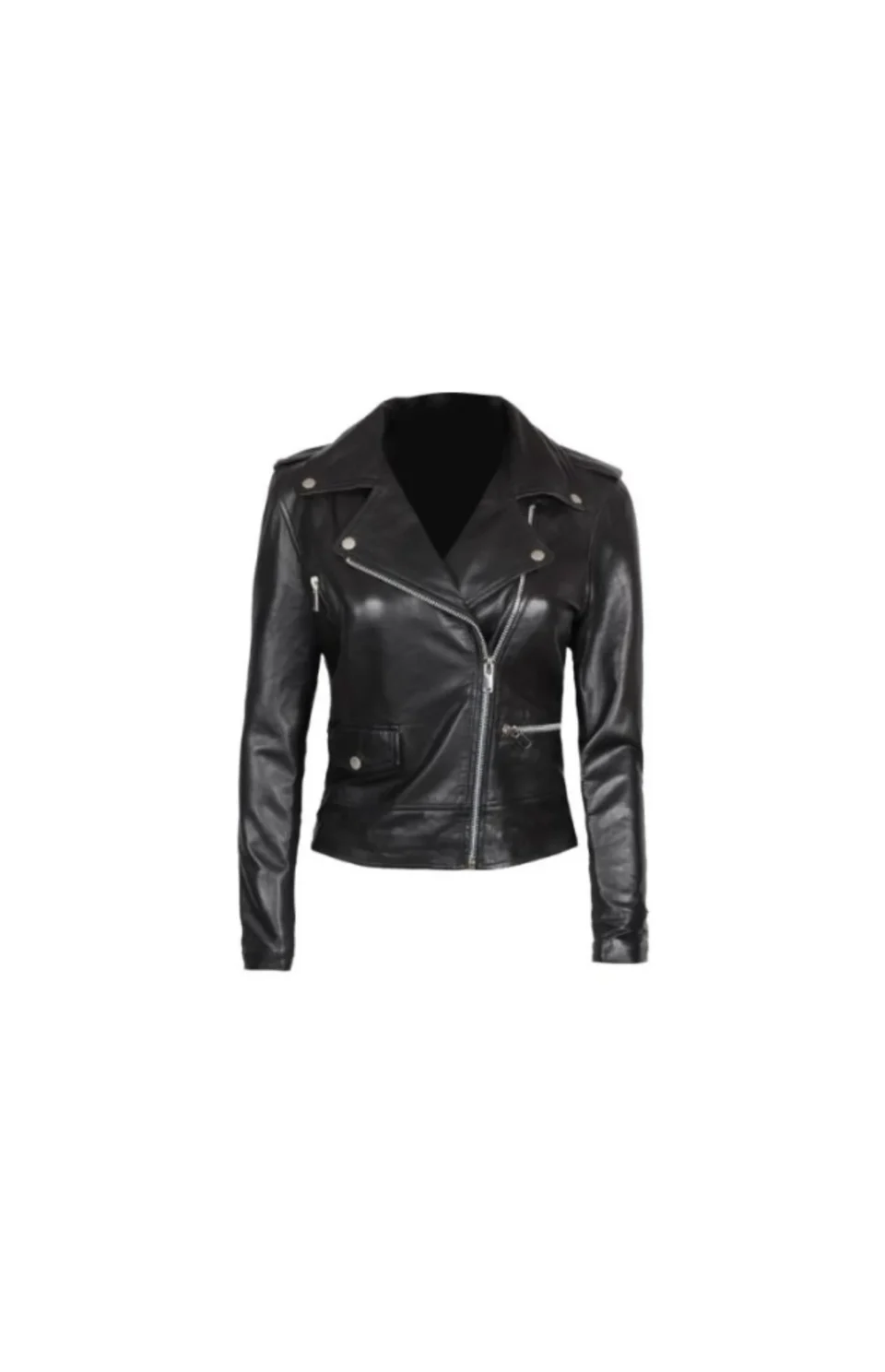 Women’s Black Asymmetrical Black Motorcycle Jacket