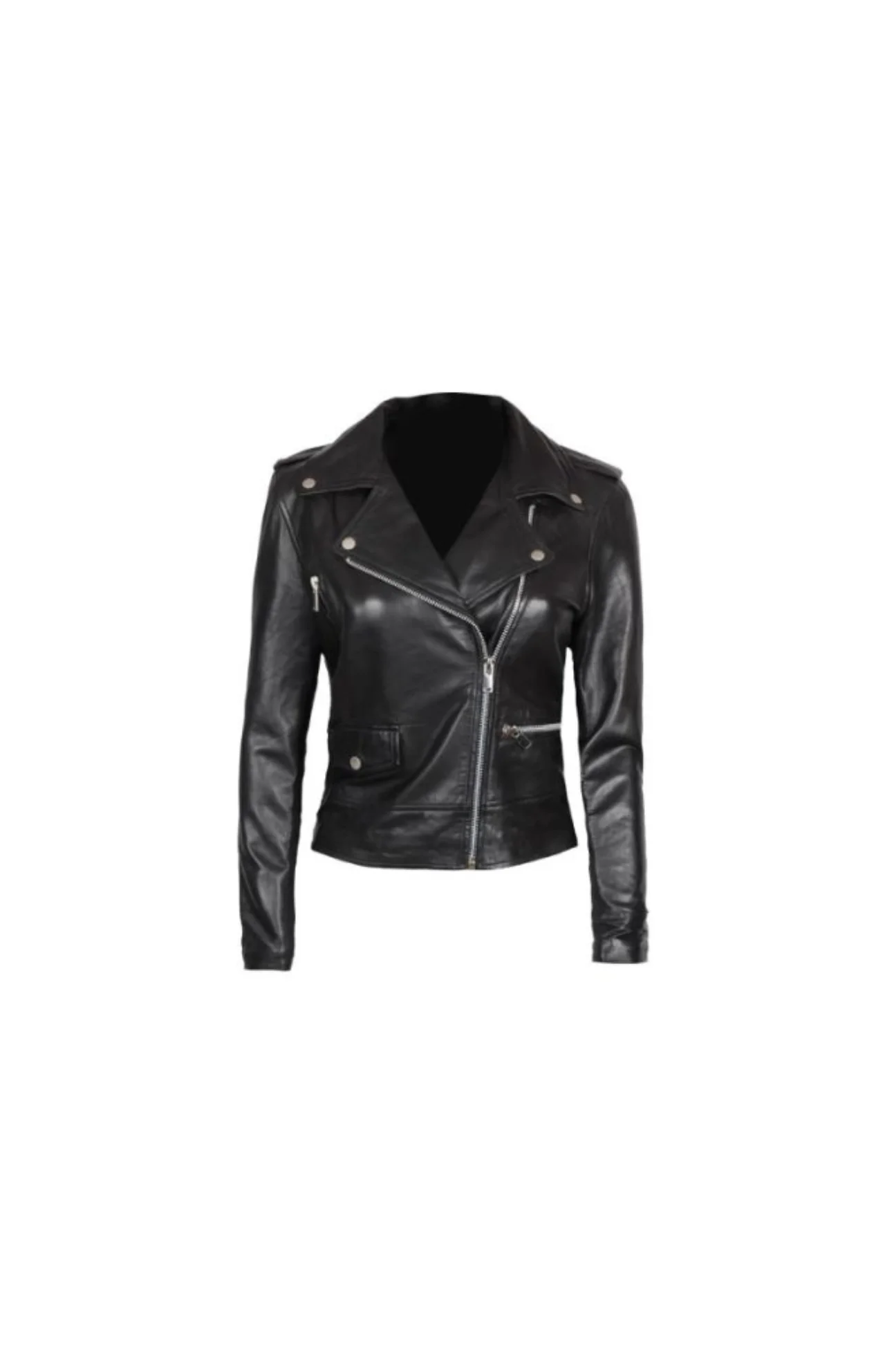 Women’s Black Asymmetrical Black Motorcycle Jacket
