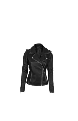 Womens Black Leather Motorcycle Jacket