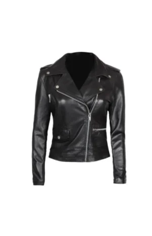 Women’s Black Asymmetrical Black Motorcycle Jacket