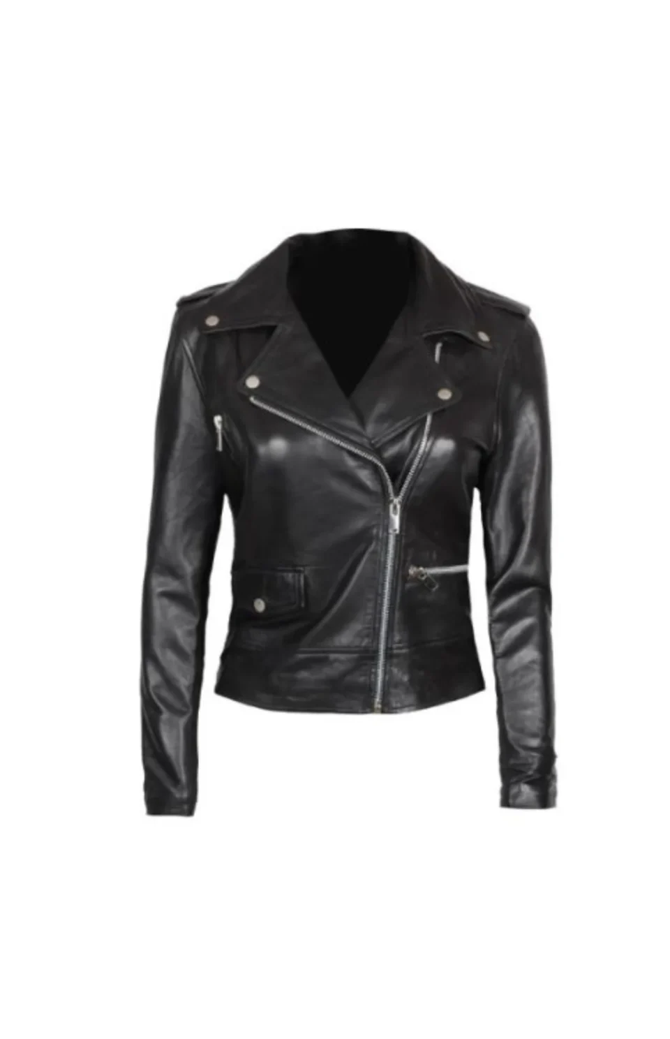 Women’s Black Asymmetrical Black Motorcycle Jacket