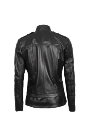 Women’s Cafe Racer Black Leather Jacket