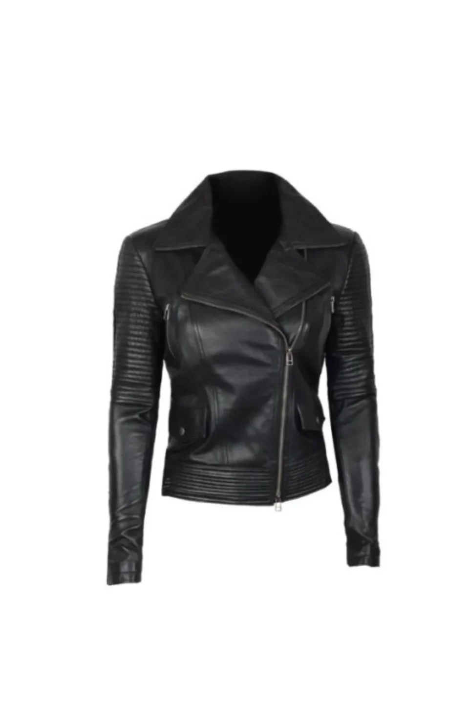 Womens Asymmetrical Quilted Moto Leather Jacket