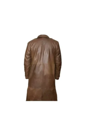 Brown Trench Leather Coat in Real Lambskin Leather