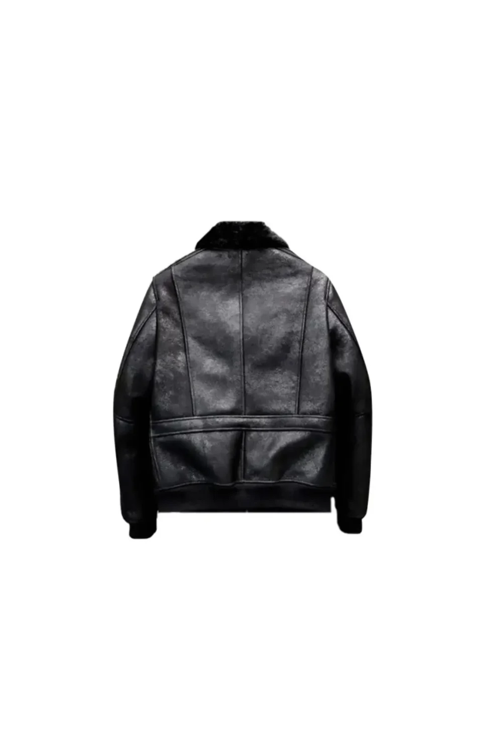 Black Aviator Winter Coat Fur Bomber Leather Jacket