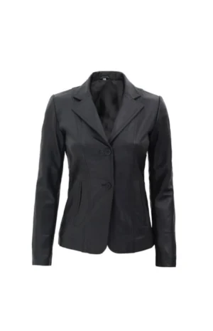 Women’s Black Leather Blazer