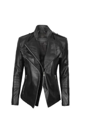 Women’s Cafe Racer Black Leather Jacket