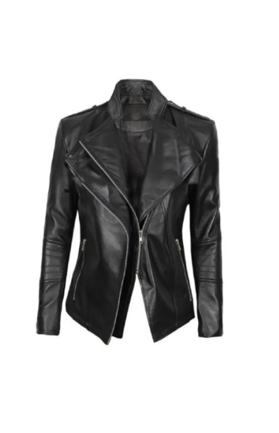 Women’s Cafe Racer Black Leather Jacket