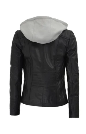 Women’s Black Hooded Leather Jackets