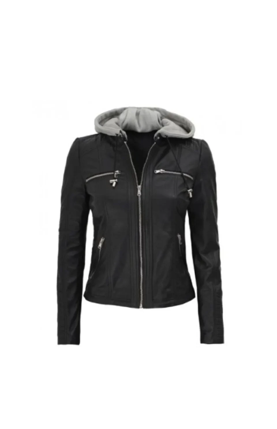 Women’s Black Hooded Leather Jackets