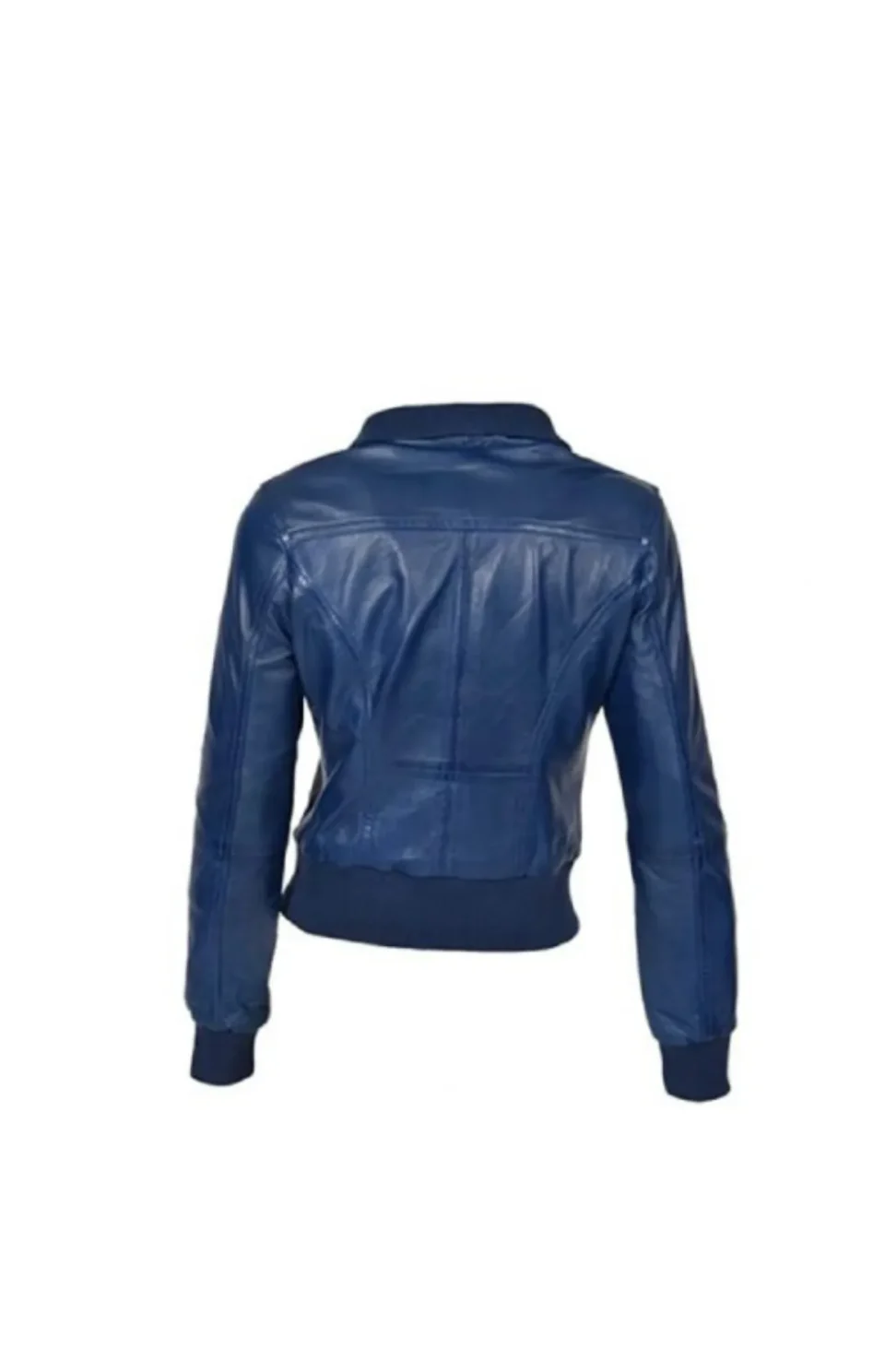 Women’s Blue Leather Bomber Jacket