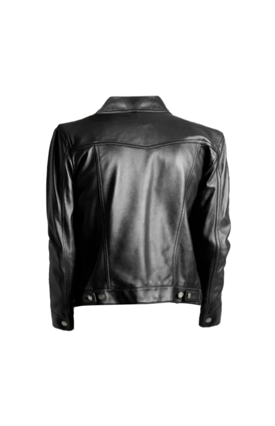 Mens Black Sheepskin Leather Trucker Jacket