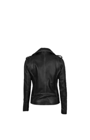 Womens Black Leather Motorcycle Jacket