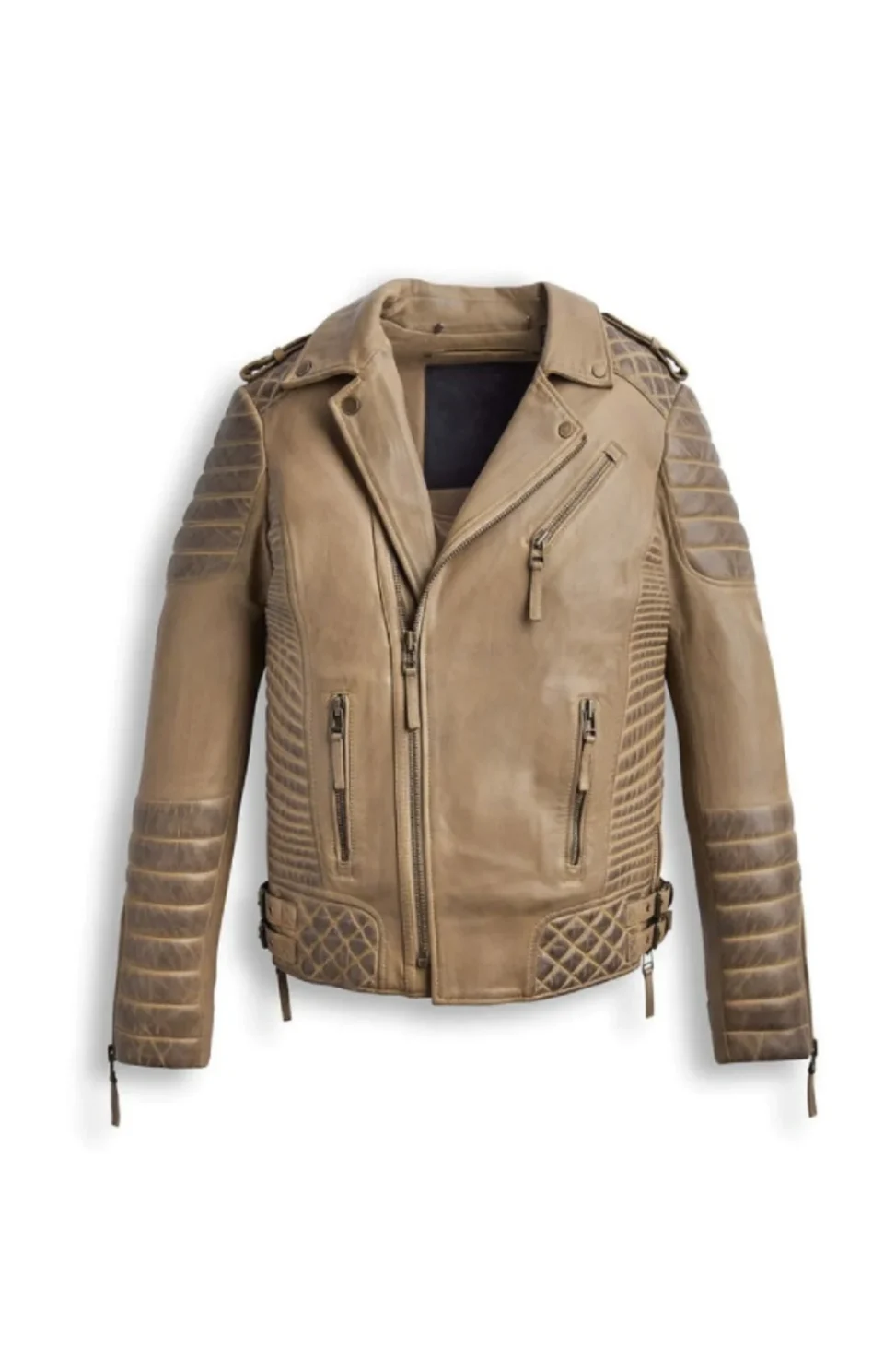 Brown Desert Waxed Biker Leather Motorbike Jacket