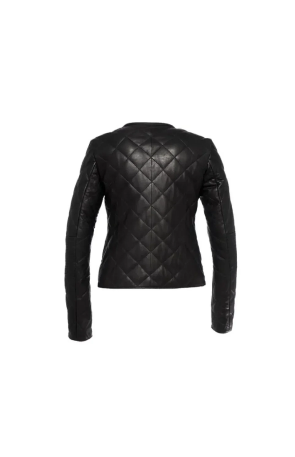 Women’s Black Stylish Diamond Black Leather Quilted Jacket