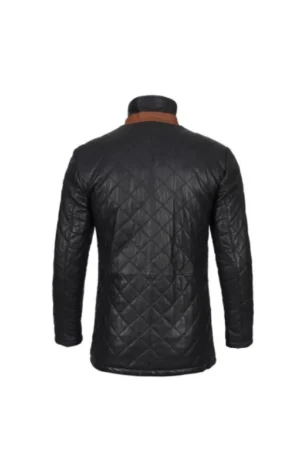 Men’s Black Quilted Leather Coat